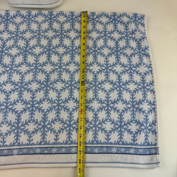 Vintage Bath Towel Cecil Sayday Set of 2 Snowman Snowflakes Blue white - Picture 16 of 16